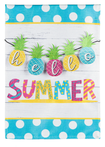 Evergreen Hello Summer Pineapple Banner Garden Burlap Flag