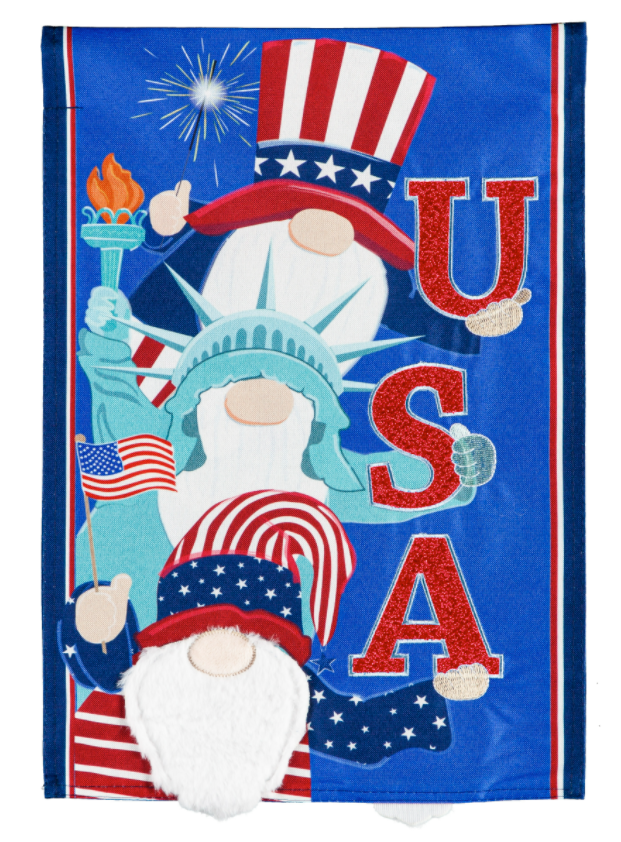 Evergreen USA Gnomes Garden Linen Flag