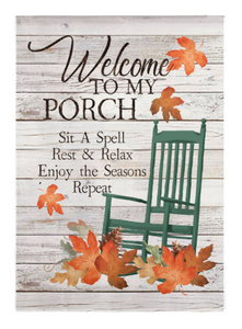 Evergreen Fall Front Porch Rules Garden Flag