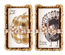 Load image into Gallery viewer, Mud Pie Thanksgiving Guest Towel Basket Sets