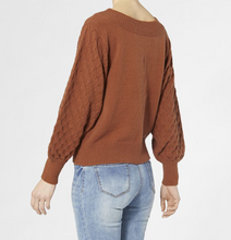 Load image into Gallery viewer, COCO &amp; CARMEN GINGER BOAT NECK POINTELLE SWEATER - RUST