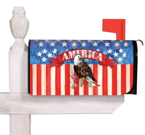 Evergreen God Bless America Eagle Mailbox Cover