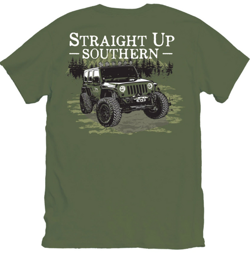 STRAIGHT UP SOUTHERN GREEN JEEP SHORT SLEEVE T-SHIRT