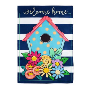 Evergreen Welcome Home Birdhouse Applique House Flag