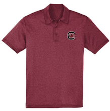Load image into Gallery viewer, Palmetto Shirt Company Gamecocks Block C Embroidery Performance Polo - Heather Cardinal