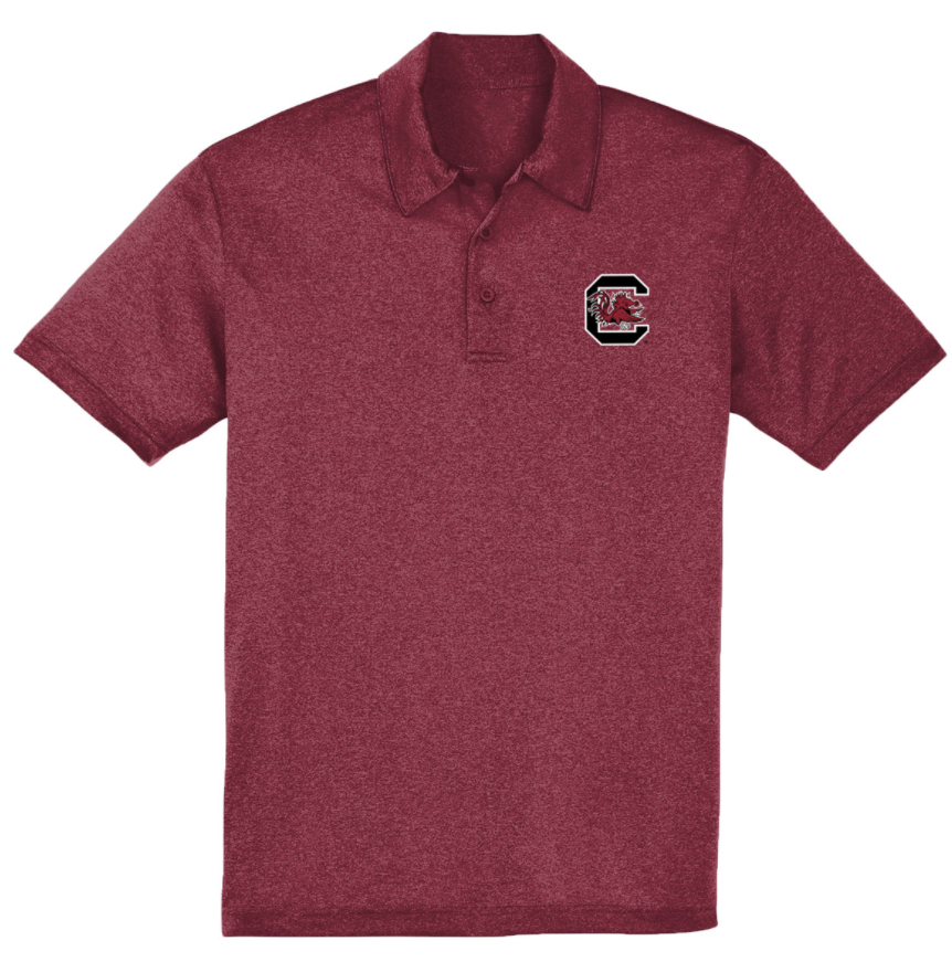 Palmetto Shirt Company Gamecocks Block C Embroidery Performance Polo - Heather Cardinal