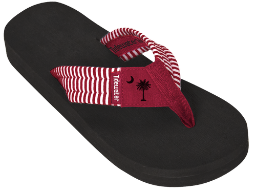 Tidewater Garnet Palmetto Stripe Boardwalk Flip Flops