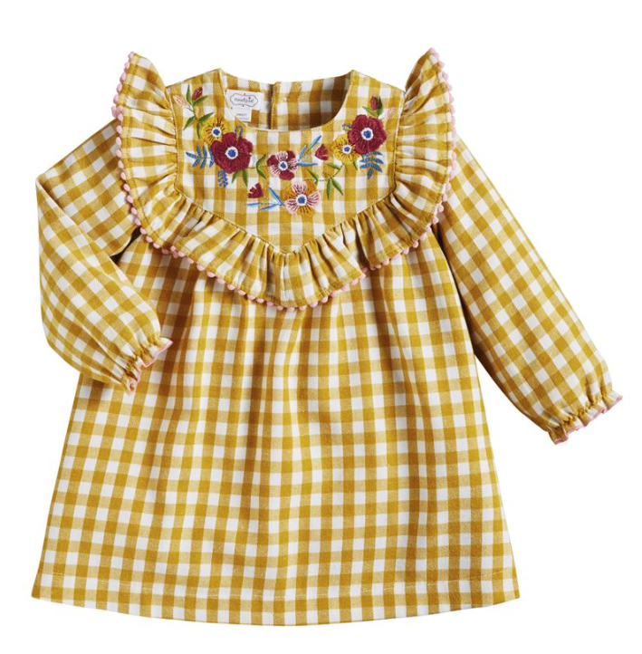 Mud Pie Gingham Embroidered Toddler Dress