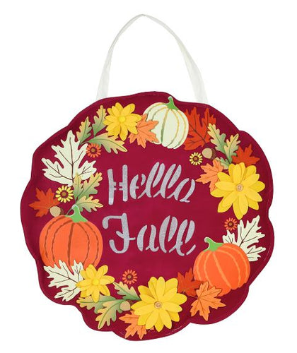 EVERGREEN HELLO FALL WREATH DOOR DECOR