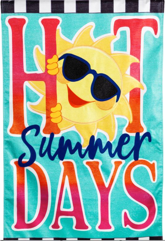 Evergreen HOT Summer Days Sun Garden & Shimmer Linen Flag