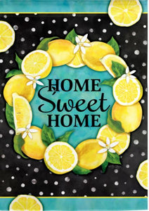 Evergreen Home Sweet Home Lemon Wreath Garden Suede Flag