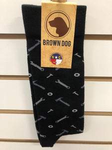 BROWN DOG MEN SOCKS - "UT" TOOL TIME BLACK
