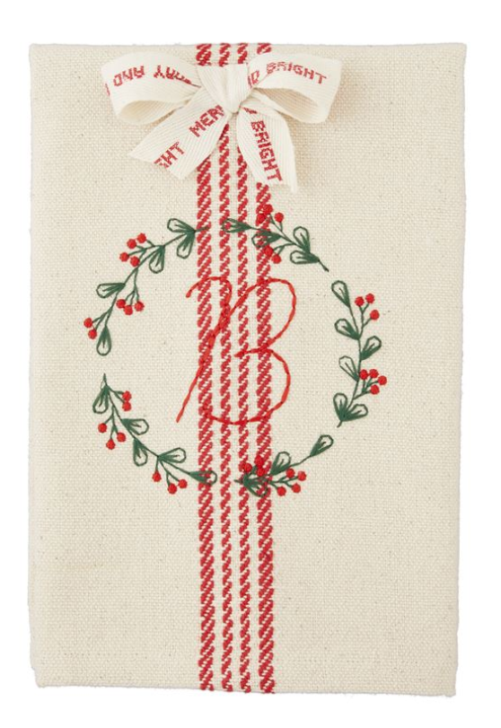 MUD PIE INITIAL HOLIDAY TOWELS