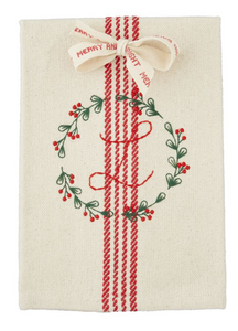MUD PIE INITIAL HOLIDAY TOWELS