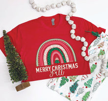 Load image into Gallery viewer, Southernology Merry Christmas Y&#39;all Rainbow Statement Tee