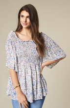 Load image into Gallery viewer, COCO &amp; CARMEN KARI PRINTED SMOCK NECK TOP IN CREAM FLORAL
