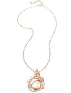 COCO & CARMEN LONG GOLD KNOT NECKLACE