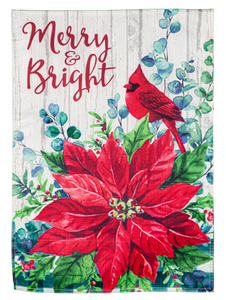 Evergreen Merry and Bright Poinsettia Garden Strié Flag