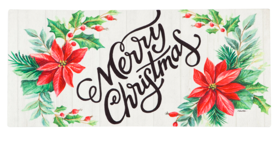 Evergreen Merry Christmas Poinsettias Sassafras Switch Mat