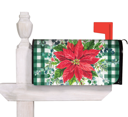 Evergreen Merry and Bright Poinsettia Mailbox Cover