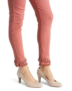 COCO & CARMEN OMG CORAL SKINNY ANKLE SLANT DOUBLE 
FRINGE JEANS