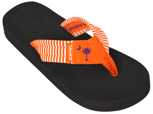 Tidewater Orange Palmetto Stripe Boardwalk Flip Flops