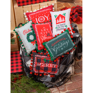 EVERGREEN ASSORTED HOLIDAY SENTIMENT MINI PILLOWS