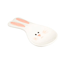 Load image into Gallery viewer, EVERGREEN CERAMIC BUNNY SPOON REST WITH WOODEN SPOON