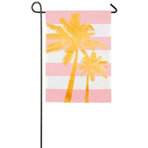 EVERGREEN PALM TREE STRIPE GARDEN FLAG