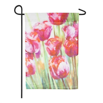 EVERGREEN PINK TULIPS GARDEN FLAG