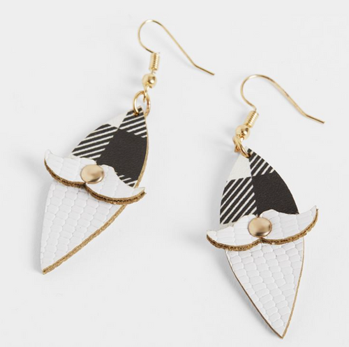 COCO & CARMEN PLAID GNOME EARRING - WHITE