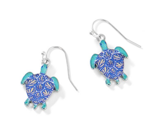 WHISPERS PLAYFUL BLUE/ TEAL SHELL TURTLE EARRINGS