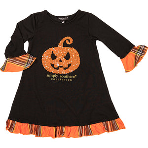 Simply Southern Collection Pumpkin Youth Ruffle Dress
