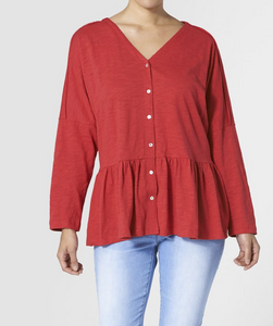 COCO & CARMEN RED BAILEY OVERSIZED TOP