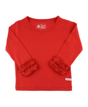 Load image into Gallery viewer, Ruffle Butts Red Ruffle Long Sleeve Tee