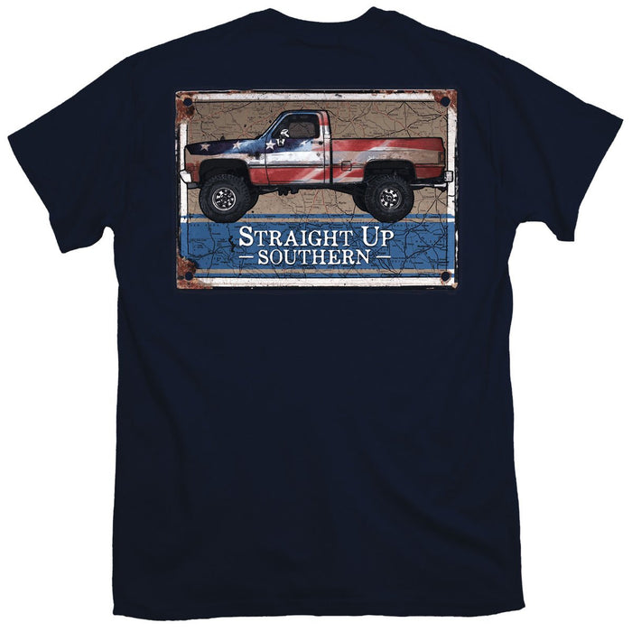 Straight Up Southern Rusted Patriotic Truck Short Sleeve T-shirt