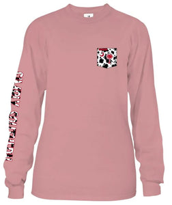 SIMPLY SOUTHERN COLLECTION SOUTH CAROLINA GIRL COW PRINT LONG SLEEVE T-SHIRT