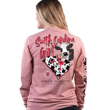Load image into Gallery viewer, SIMPLY SOUTHERN COLLECTION SOUTH CAROLINA GIRL COW PRINT LONG SLEEVE T-SHIRT
