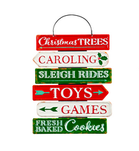 Load image into Gallery viewer, EVERGREEN PRINTED METAL HANGING HOLIDAY GARDEN SIGNS