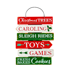 EVERGREEN PRINTED METAL HANGING HOLIDAY GARDEN SIGNS