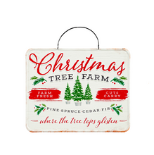 Load image into Gallery viewer, EVERGREEN PRINTED METAL HANGING HOLIDAY GARDEN SIGNS