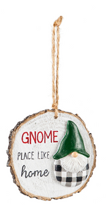 EVERGREEN POLYRESIN HOLIDAY SENTIMENT GNOME ORNAMENT