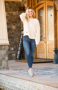 SIMPLY SOUTHERN COLLECTION PREPPY SWEATER - CREAM