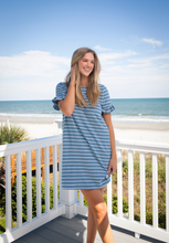 Load image into Gallery viewer, SIMPLY SOUTHERN COLLECTION TERRY RUFFLE SHIRT DRESS - OCEAN