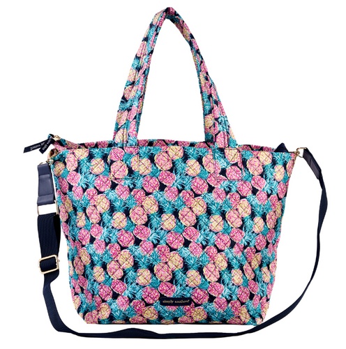 SIMPLY SOUTHERN COLLECTION QUILTED TOTE BAG - PINEAPPLE NAVY