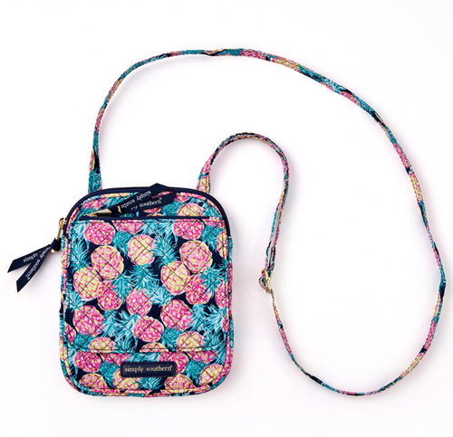 SIMPLY SOUTHERN COLLECTION QUILTED CROSSBODY BAG - PINEAPPLE NAVY