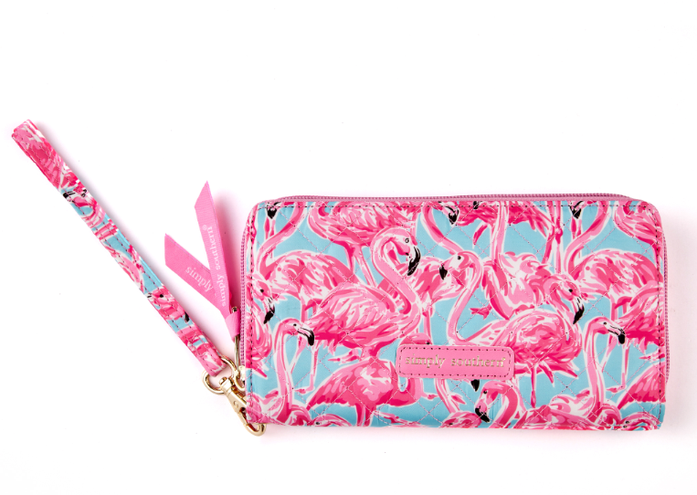 SIMPLY SOUTHERN COLLECTION QUILTED PHONE WALLET - FLAMINGO