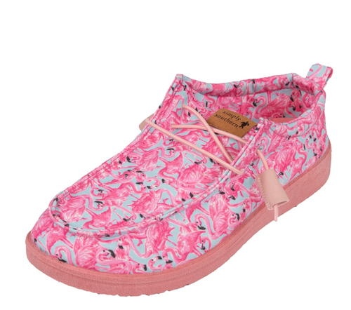SIMPLY SOUTHERN COLLECTION YOUTH SLIP ON - FLAMINGO