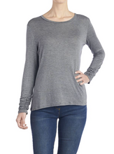 Load image into Gallery viewer, Coco &amp; Carmen Scrunch Sleeve Crew Neck Tee in Medium Heather Grey