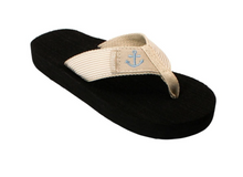 Load image into Gallery viewer, Tidewater Seersucker Anchor Tan Boardwalk Sandals